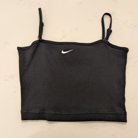 Nike Tops - Nike Black Ribbed Cropped Tank with Swoosh